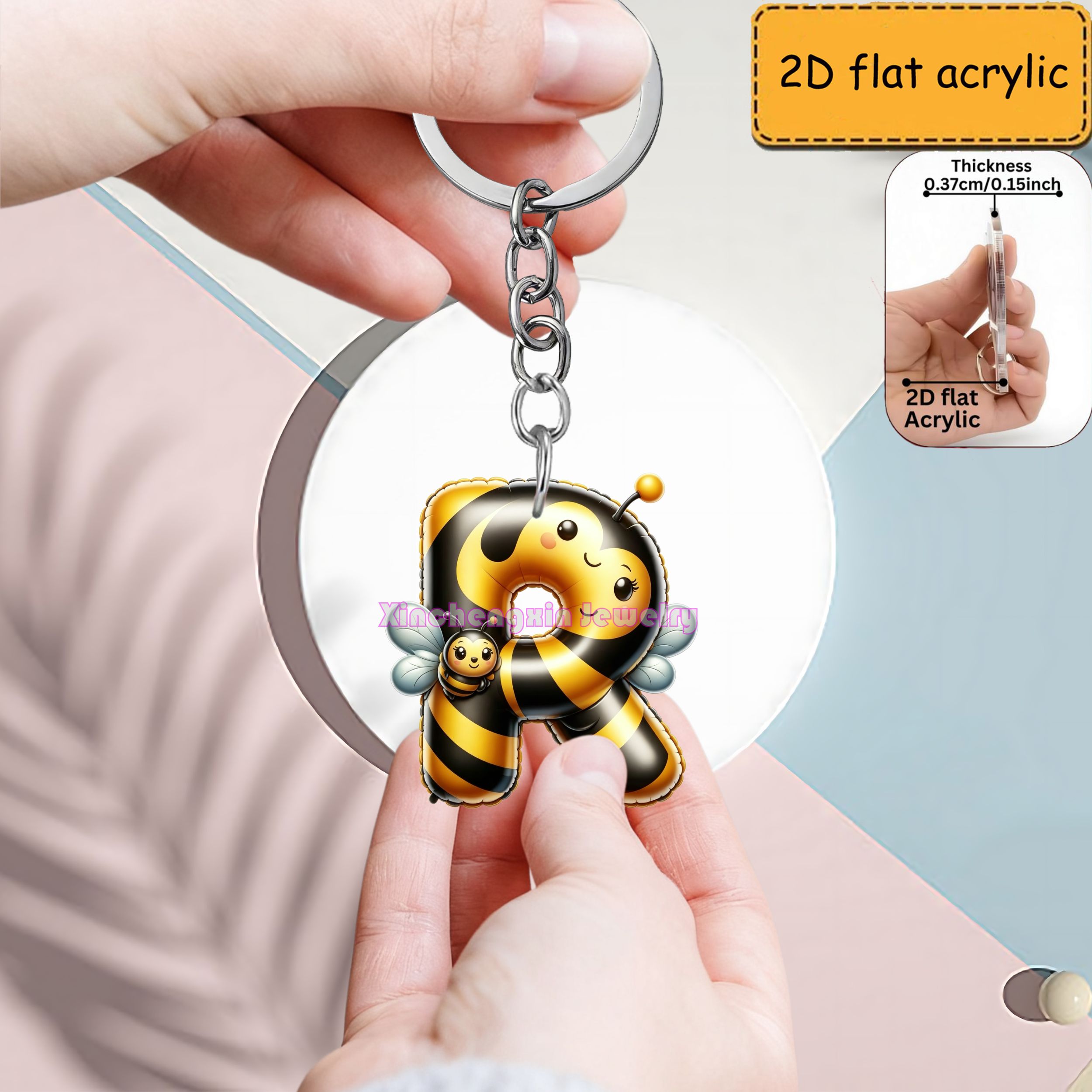 TEMU [2d Flat], A Fashionable And Cute 26-letter Keychain, 2026 Style Keychain, Car Keychain, Cute Keychain, Fashion Accessory, Suitable For To A