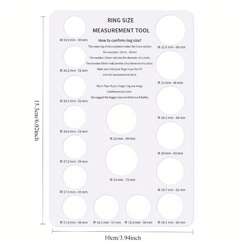 Measuring Tool Actual Size Printable Ring Size Chart Tape Measure
