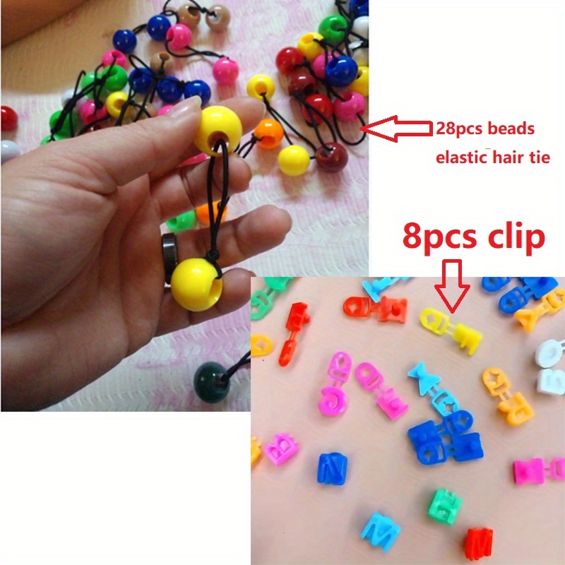 TEMU 36pcs Colorful Twinbead Ball Bubble Ponytail Holders - Durable Plastic Hair Ties With Elastic Bands, Assorted Colors For Ponytails & Buns, 28pcs