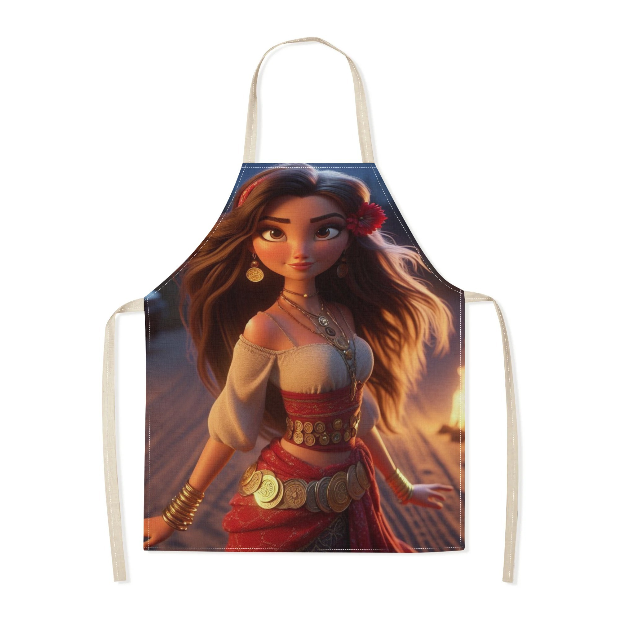 disney   cartoon waterproof apron - vibrant,   polyester with floral pattern | ideal for hotels, supermarkets, restaurants, fruit shops, milk tea stands & home use details 6