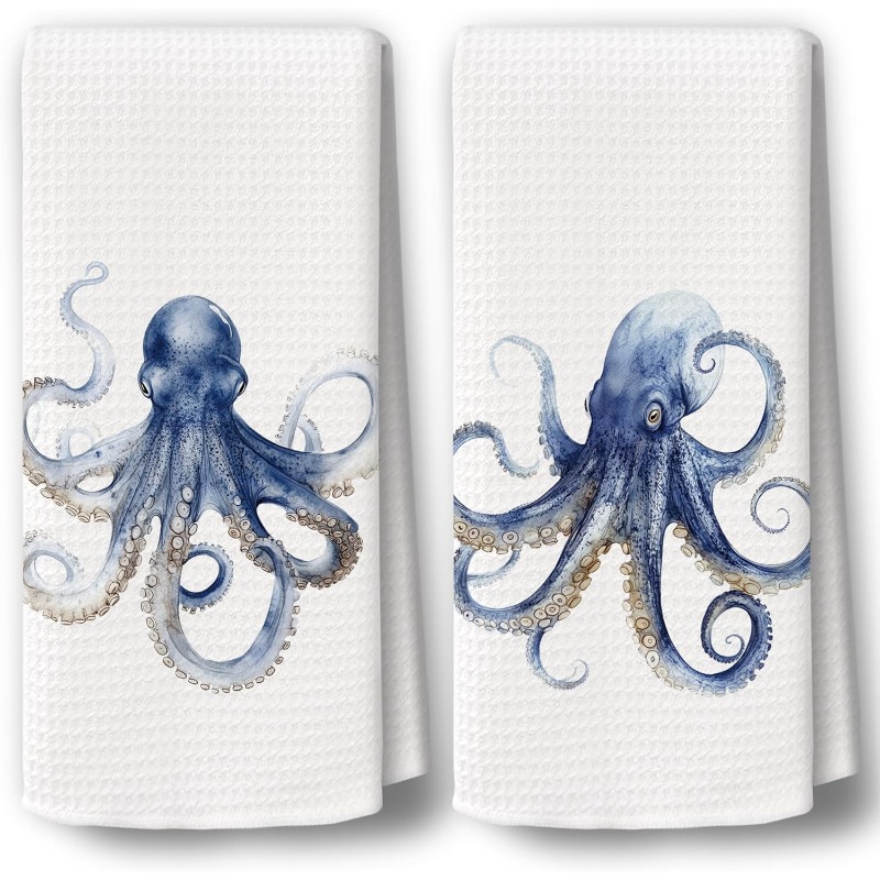 TEMU Cleaning Cloth 2pcs Kitchen Towel Set, Cleaning Cloth, Decorative Coastal Nautical Cleaning Cloth, Vintage Beach Cloth, Home Kitchen Farmhouse