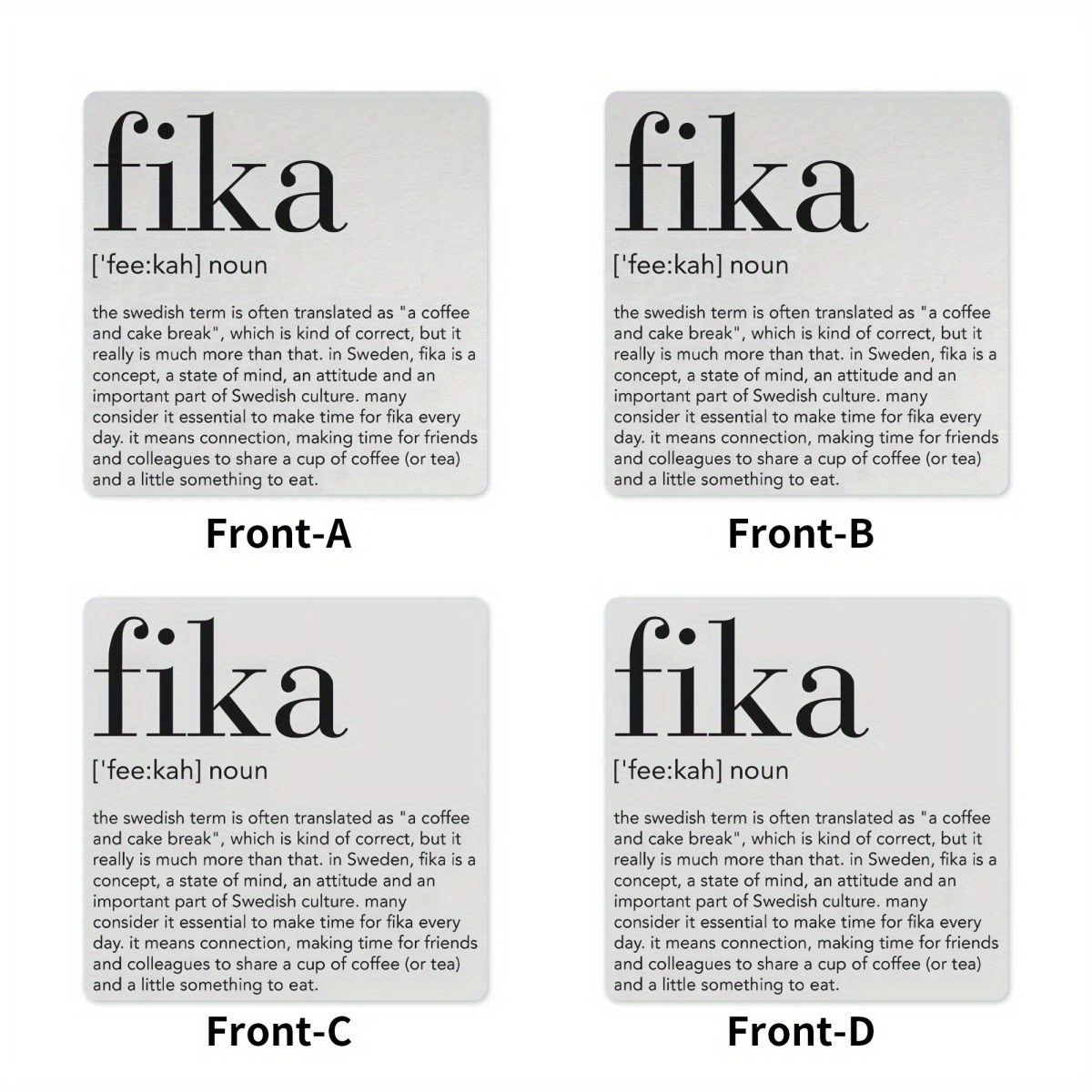 TEMU Fika Definition 4 Inch Square Wooden Coaster Set - Set Of 4, Coasters For Drinks Coasters Cup For Bar, And Coffee Table Protection, Coasters For