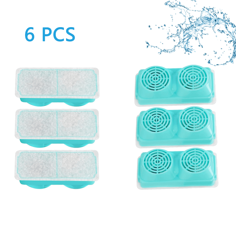 Image of 6 Cat Water Fountain Filters - Water For Your Feline Friend - Compatible With 3.2l/ 108oz Cat Water Dispensers, Natural Filtration | Water Filter, Without Battery
