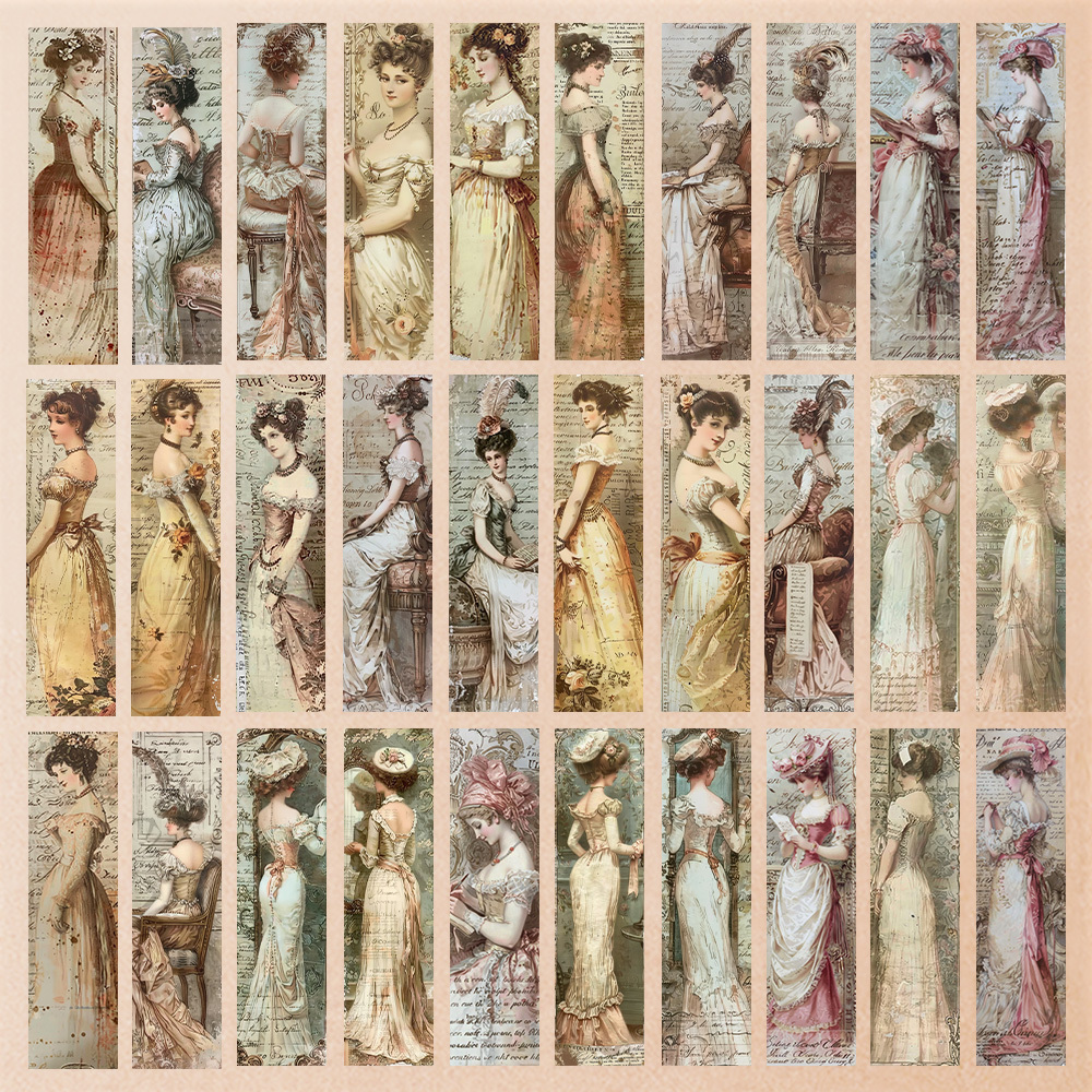 Image of 32pcs Of Jane Austen Regency Period Bookmarks, Themed Party Gifts For Jane Austen Fans, Designed For Book Lovers, Featuring A Vintage Junk , Suitable For Book Clubs , Book Tracking Bookmarks