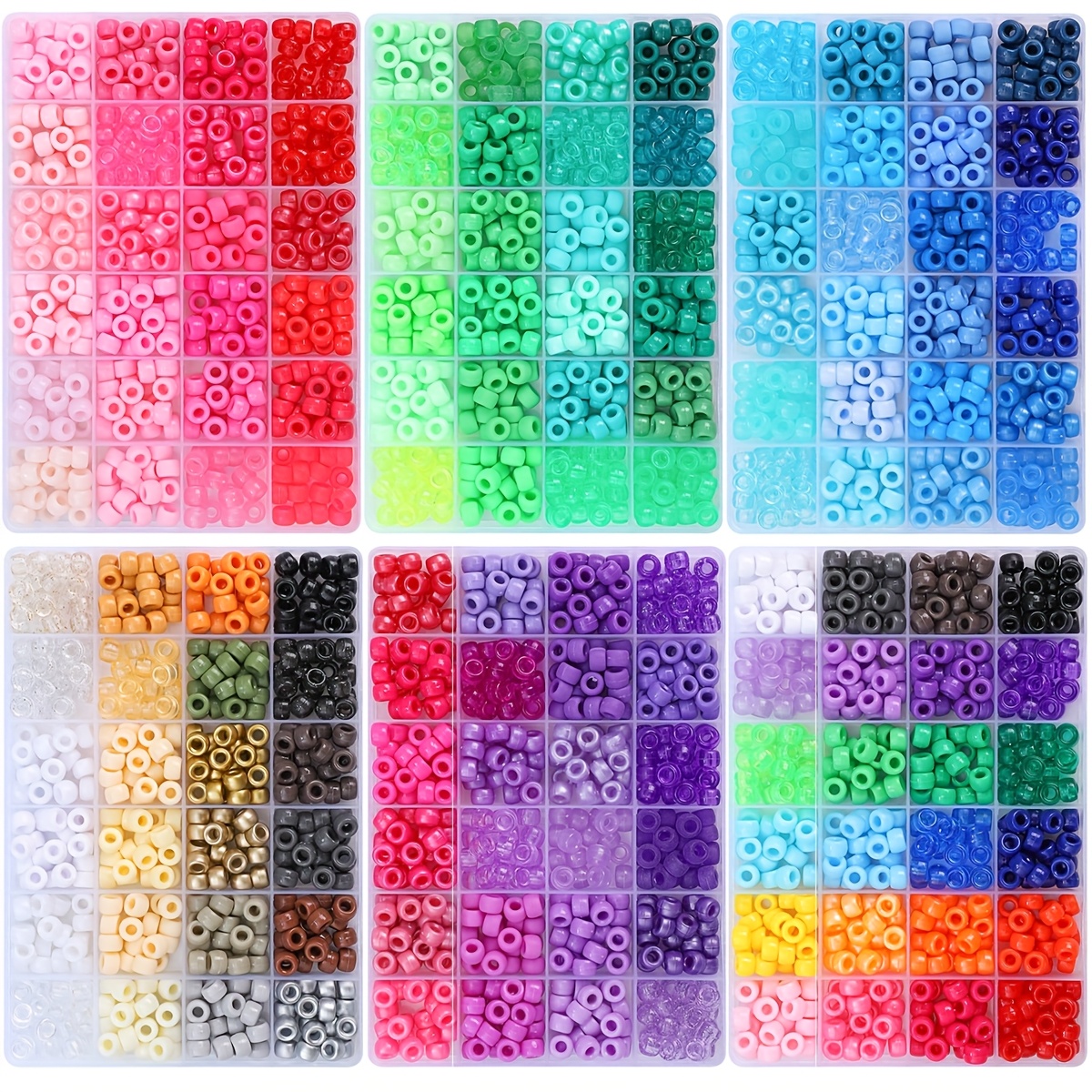 TEMU 9mm Vibrant Acrylic Beads Set- 128 Colors, Bulk Hair Rings, Bracelets,, Jewelry Making Supplies- Suitable Beginners And Experienced , Handmade