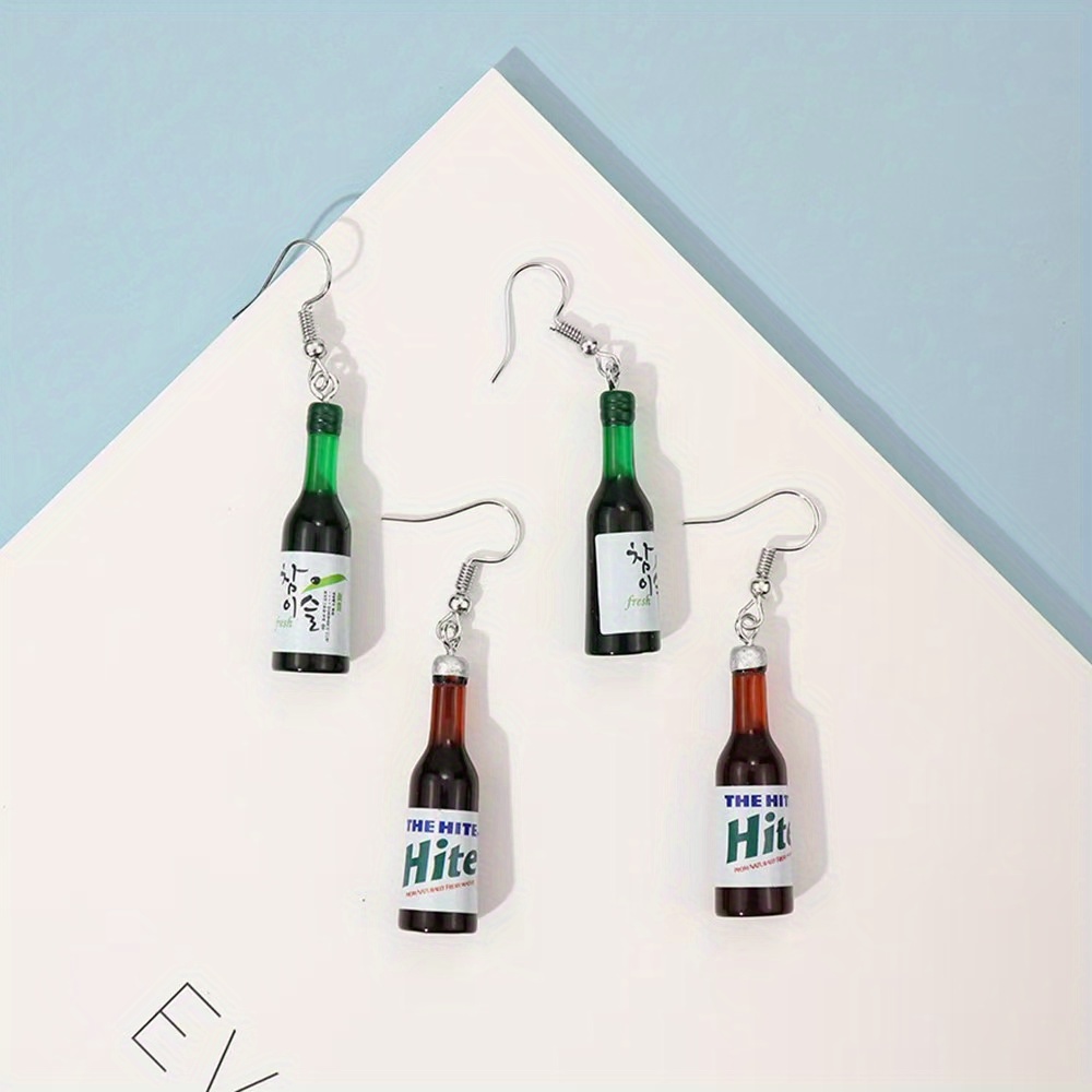 Creative Burnt Wine Bottle Earrings, Funny Personality