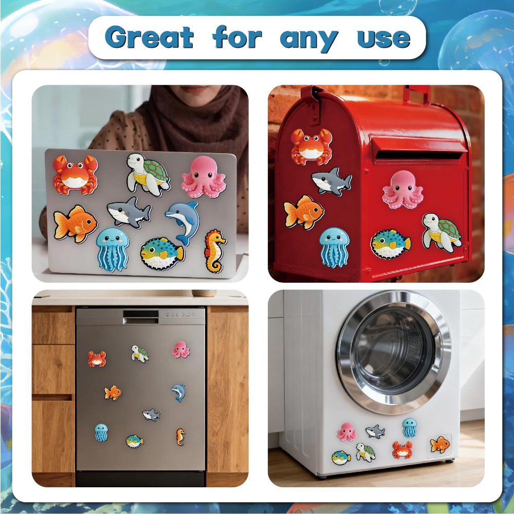 TEMU 9pcs Animal Magnets, Animal-shaped Soft Magnetic Magnets, Suitable For Appliances/doors/whiteboards/metal Surfaces
