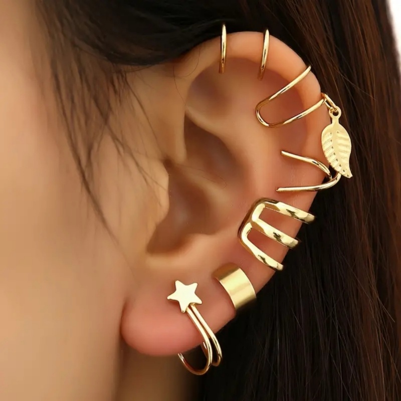 6pcs No-Piercing Clip-On Ear Cuff Earrings for Women
