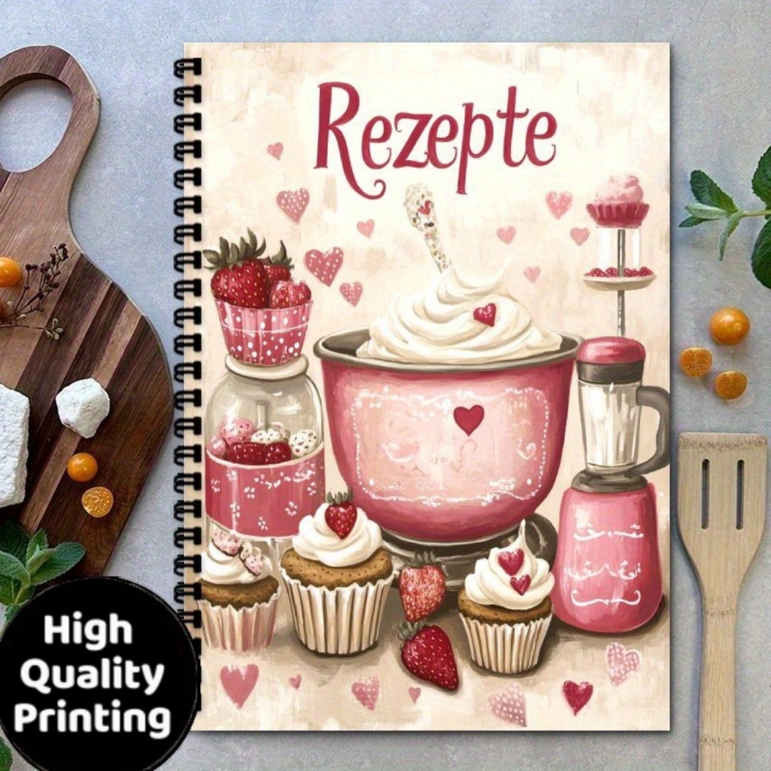 E-shop 1 A5-Format Rezeptblock im deutschen Stil mit lustiger Covergestaltung - Blanko Rezeptblock mit schwarzer Spiralbindung. Für Ihre persönlichen