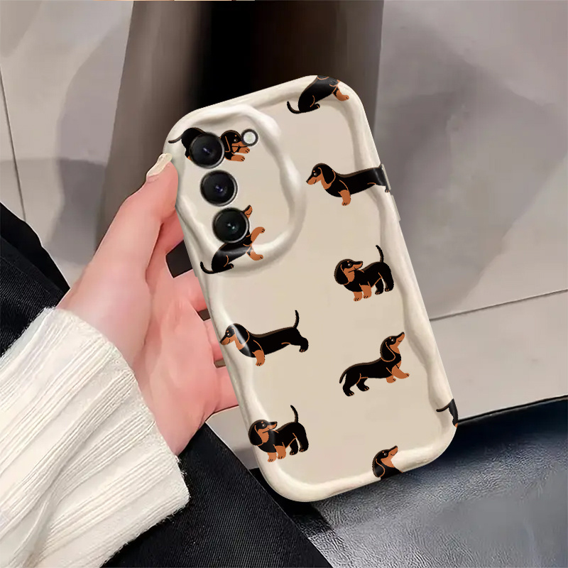 TEMU Phone Case: Dachshund Cute Cool Fun Graphic Dog Lover Art Design Funny Color Curly Wave Frame Phone Case For Galaxy S22/s22 /s22