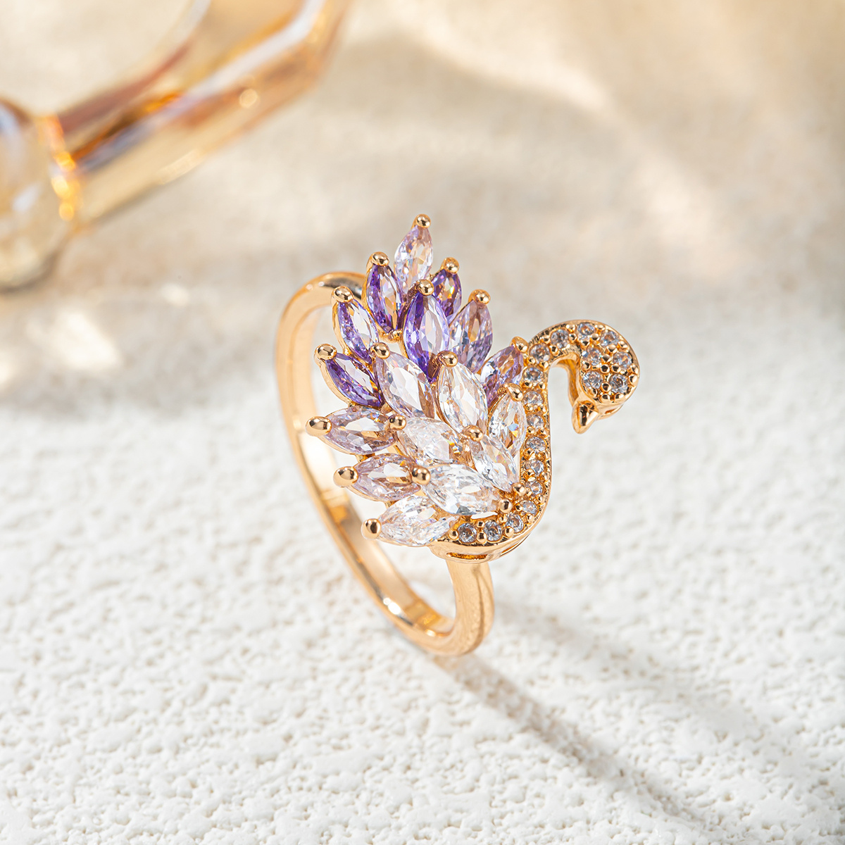 Women's Elegant Swan Ring, Plated Jewelry Gift