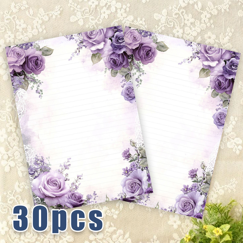 TEMU Of Paper, Purple Rose , Ruled, No Adhesive, Designed For Artistic, Journals, Notebooks, Sticky Notes, And Stickers