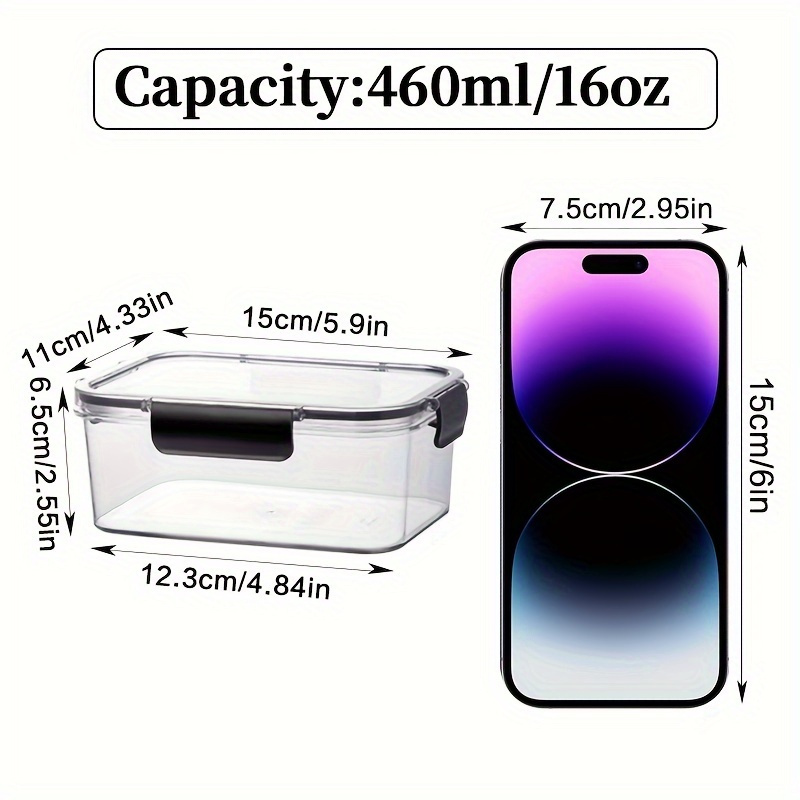 16oz герметичные контейнеры из PET-пластика без BPA с крышками, мясо, овощи, фрукты, салаты, безопасны для посудомоечной машины, идеально подходят для организации, детали 4