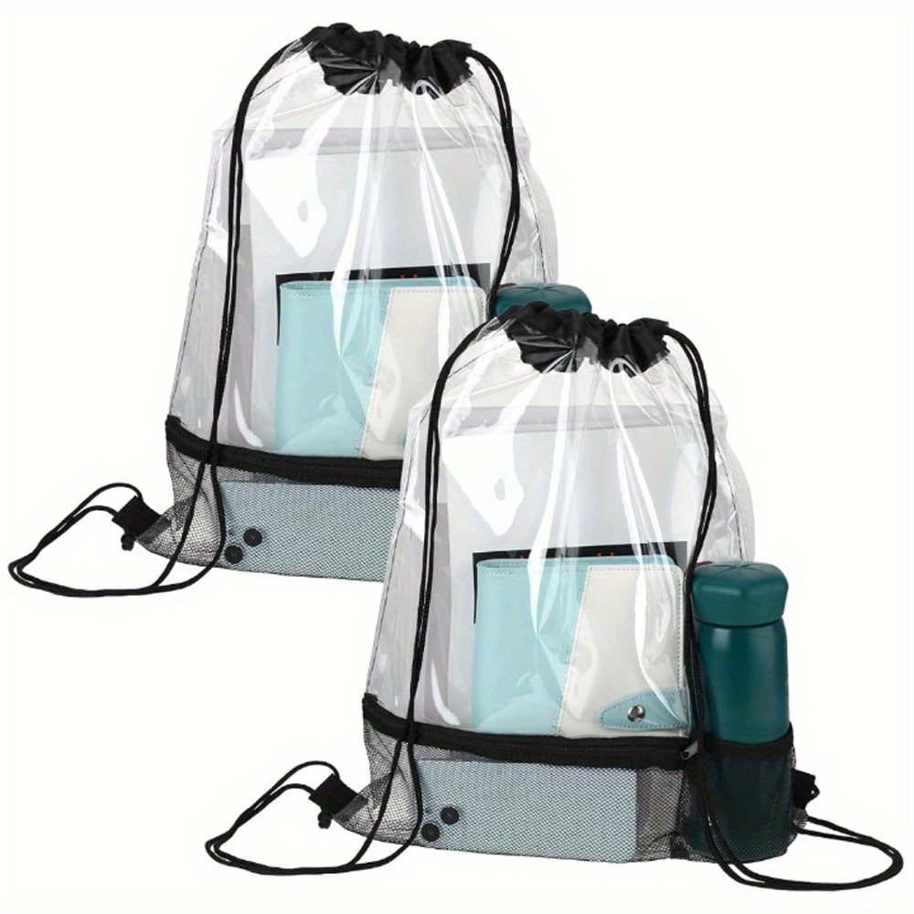Clear Drawstring Bags Stadium Approved Backpack 17 X 13 Inch Pvc Bags For Women Men Travel Concert Sport Event Security15 Pcs 3
