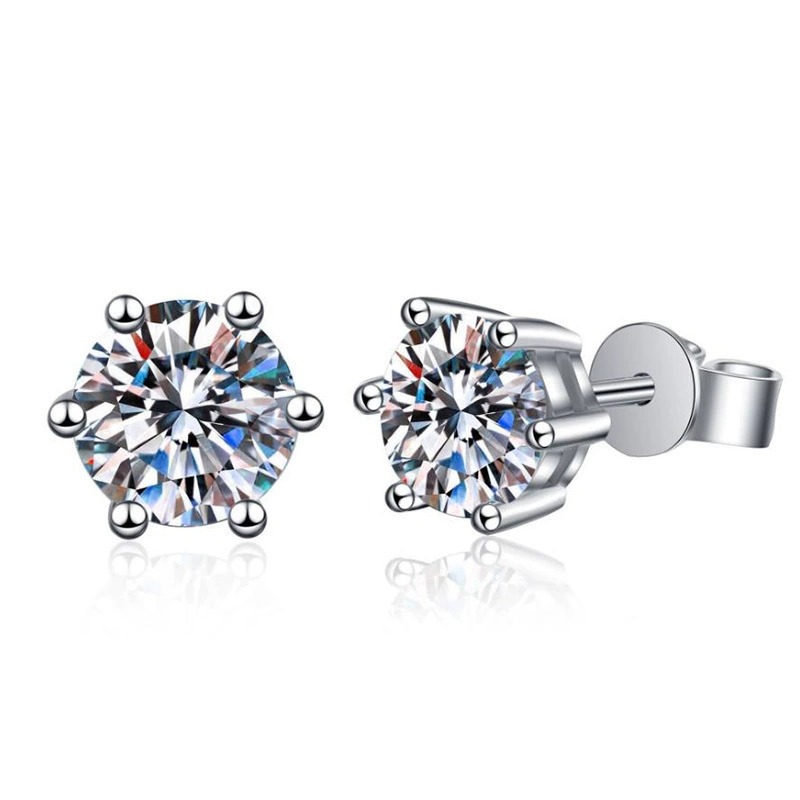 1Pair 0.5/1/2/3 Carat Dazzling Moissanite Stud Earrings, Gift