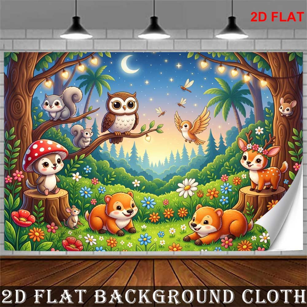 item picture 2d flat 1pc   banner with cute deer animals flowers stars durable room decor suitable for weddings birthdays showers christmas graduation decoration 2d flat