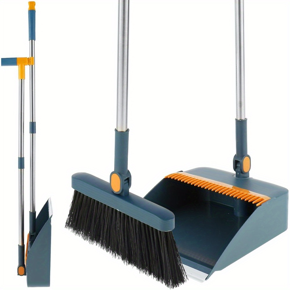 Dustpan Broom Set With 180° Rotating Connection Joint Adjustable Handle