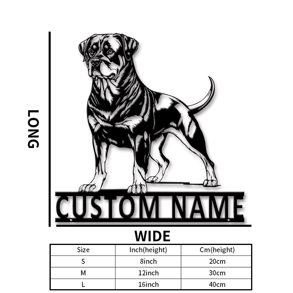TEMU 1pc Personalized Rottweiler Metal Sign Custom Dog Name Wall Decor Gift For Dog Lover Home Outdoor