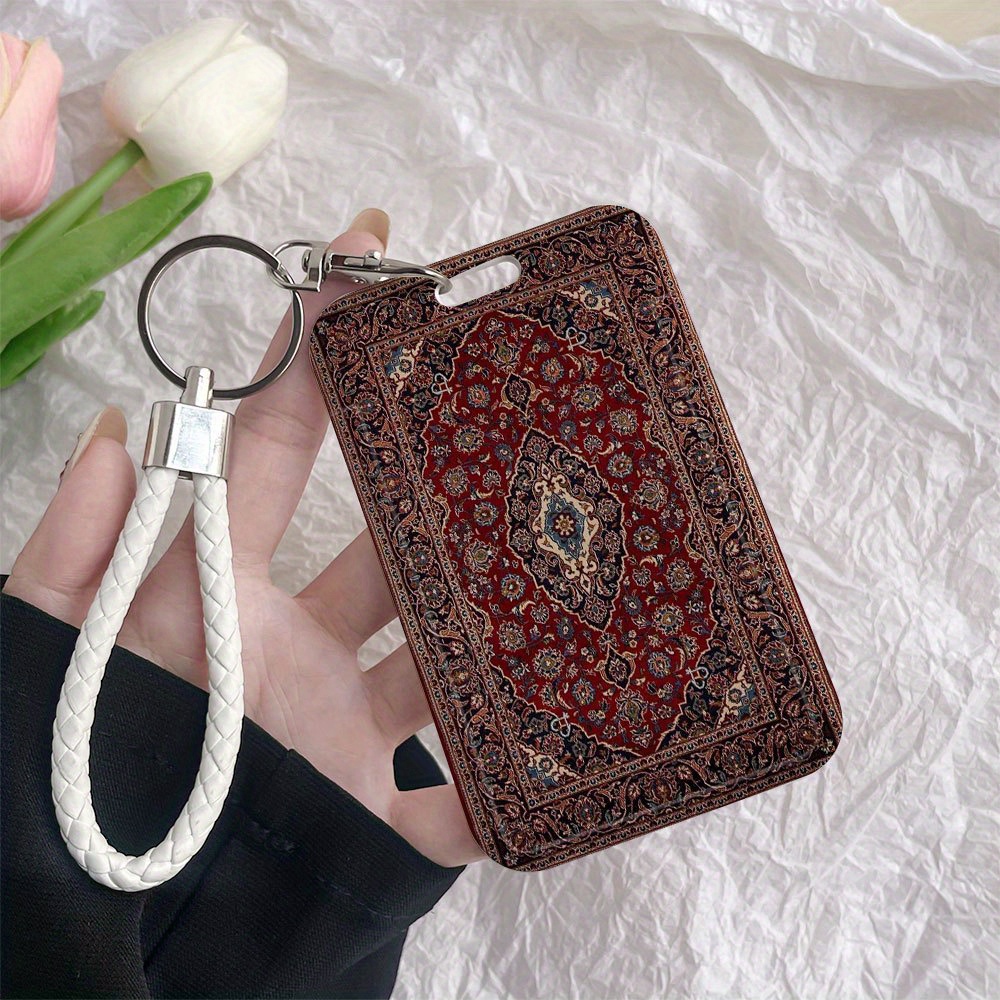 TEMU Porte-cartes d'identité 2D rouge, design élégant et robuste en plastique avec cordon et système de glissière pour visualiser , idéal pour de
