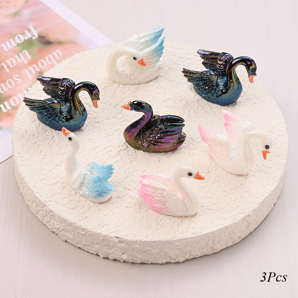 Image of 3pcs Resin Material Iridescent Pearlescent/gradient Rainbow Swan Shaped Beads, Making Handcrafted Beaded Accessories Gift Decorative Beads - Beads & Bead Assortment&random Color Mixing