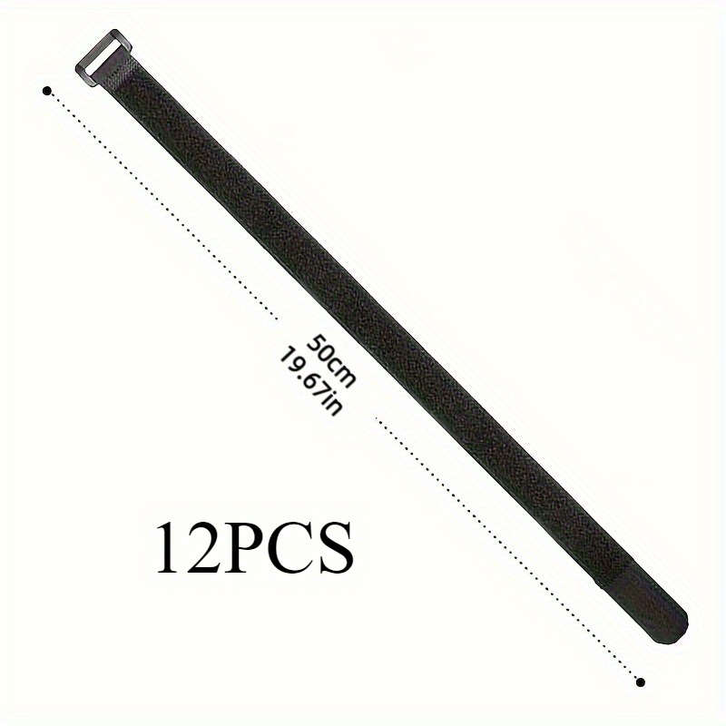 12pcs Hook And Loop Reusable Fastening Nylon Cable, Securing Straps, Durable Functional Ties (length 20cm/7.88inch, 50cm/19.69inch)