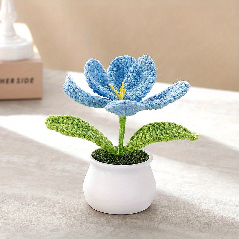 TEMU 1 Plante en Pot au Crochet à - une Jolie Décoration de Table pour les Festivals et les Fêtes