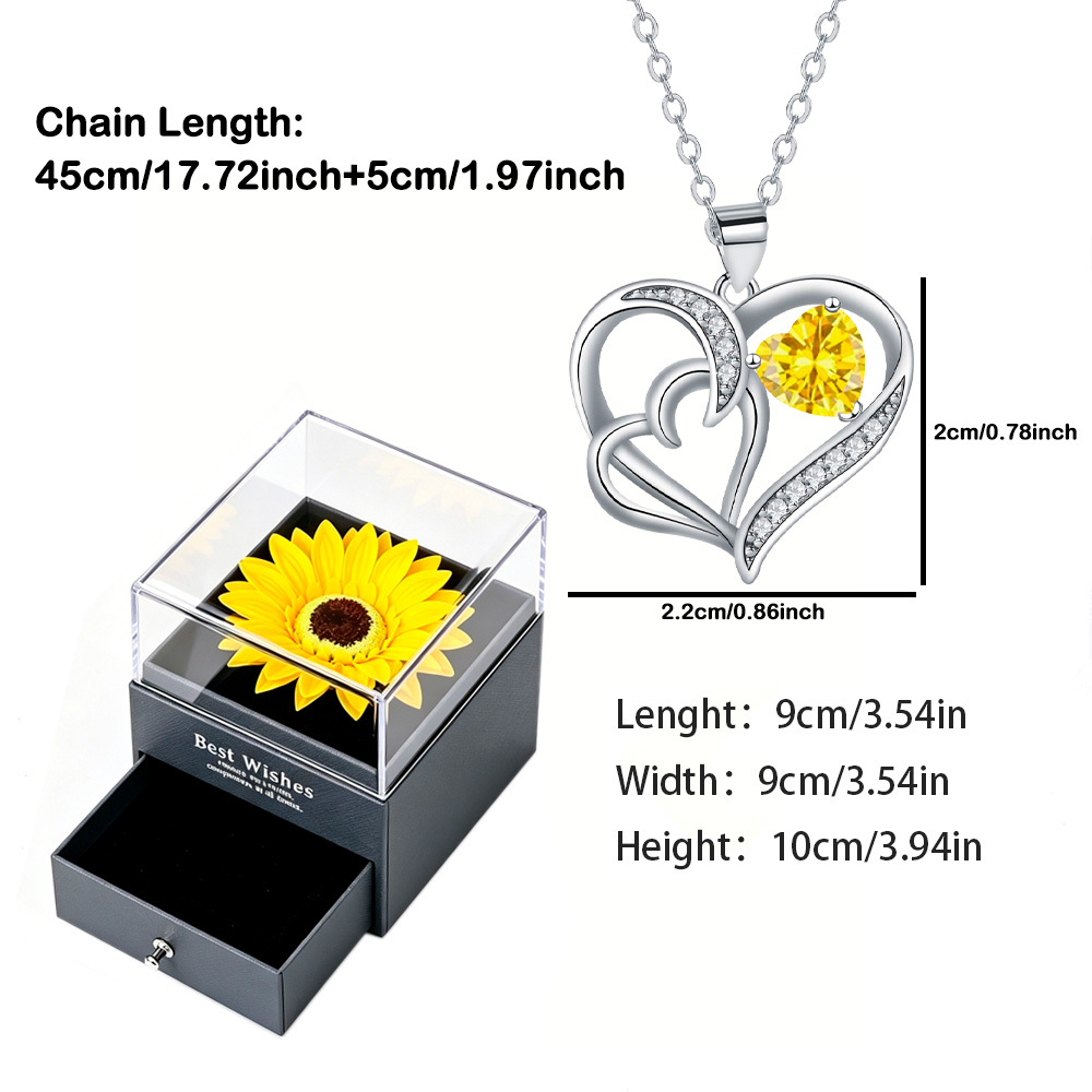 Women's Interlocking Double Heart Synthetic Zirconia Pendant Necklace Set