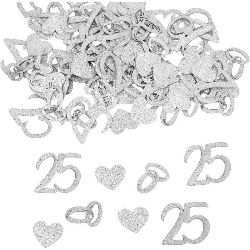 106pcs 25th Wedding Anniversary Confetti | Table Decorations For 25th Anniversary Party Supplies