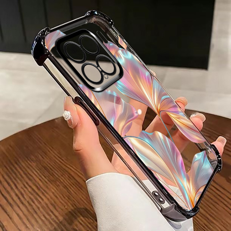TEMU Phone Case - Iridescent Petals Phone Case - Luxury High-end Transparent Electroplated Soft Case For Xiaomi