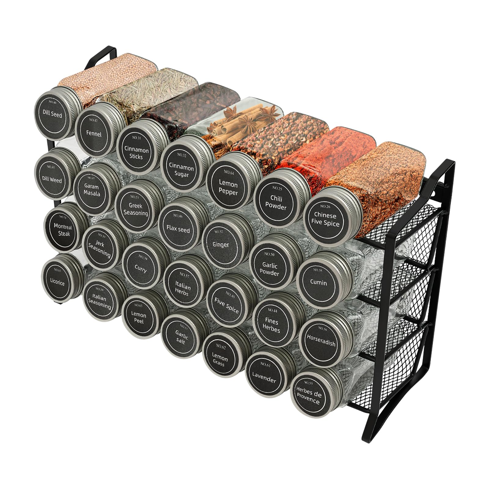 TEMU Hotmalll Standing Spice Rack, Wall-mounted Spice Rack, Spice Organizer With 28 Empty Spice Jars, Open Structure, Stable And , 2 Installation