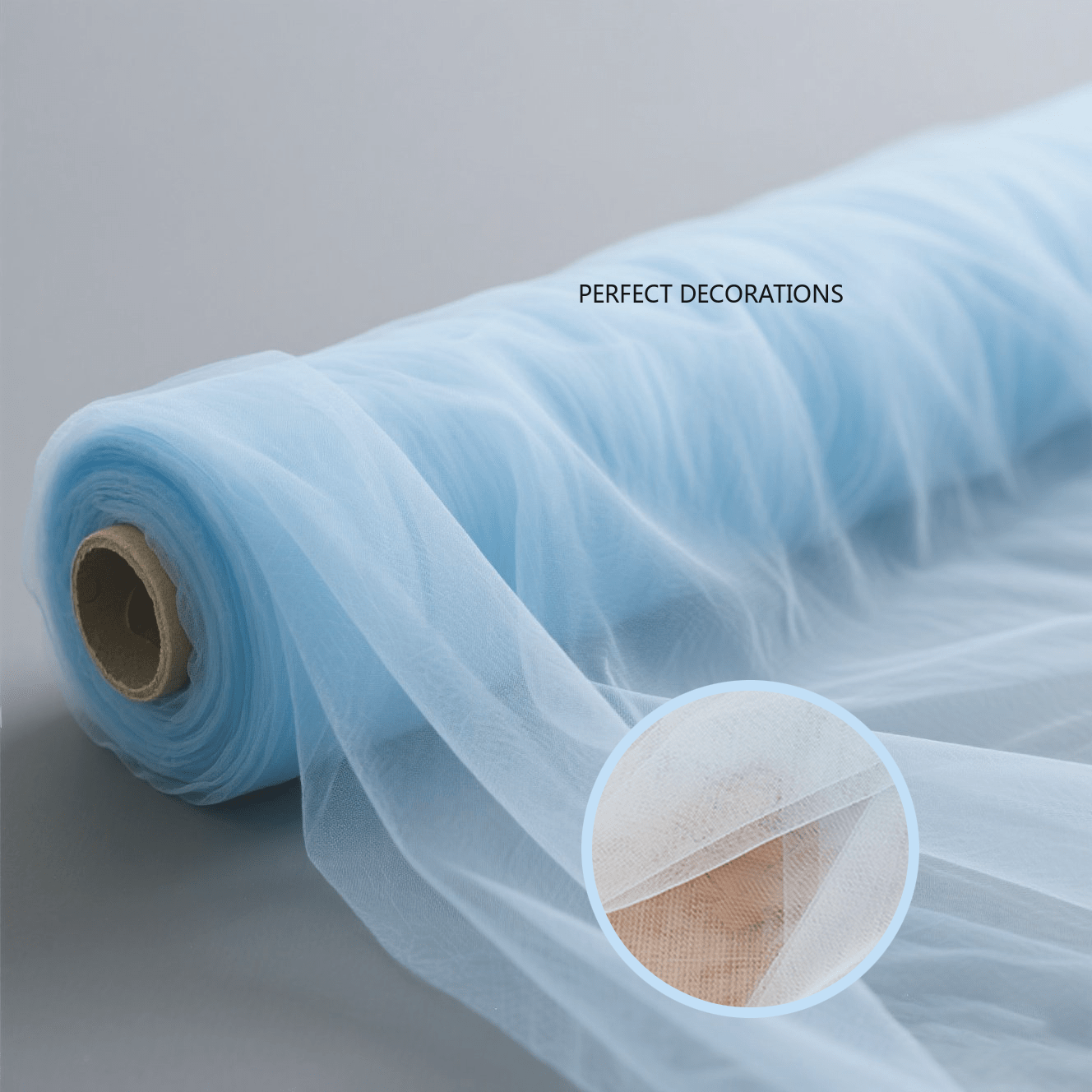 TEMU 1 Roll Extra-long, Light Blue Sheer Tulle Mesh. 's Day And Wedding Hanging Decorations, Stage Decor, And Ceremony Backdrops.