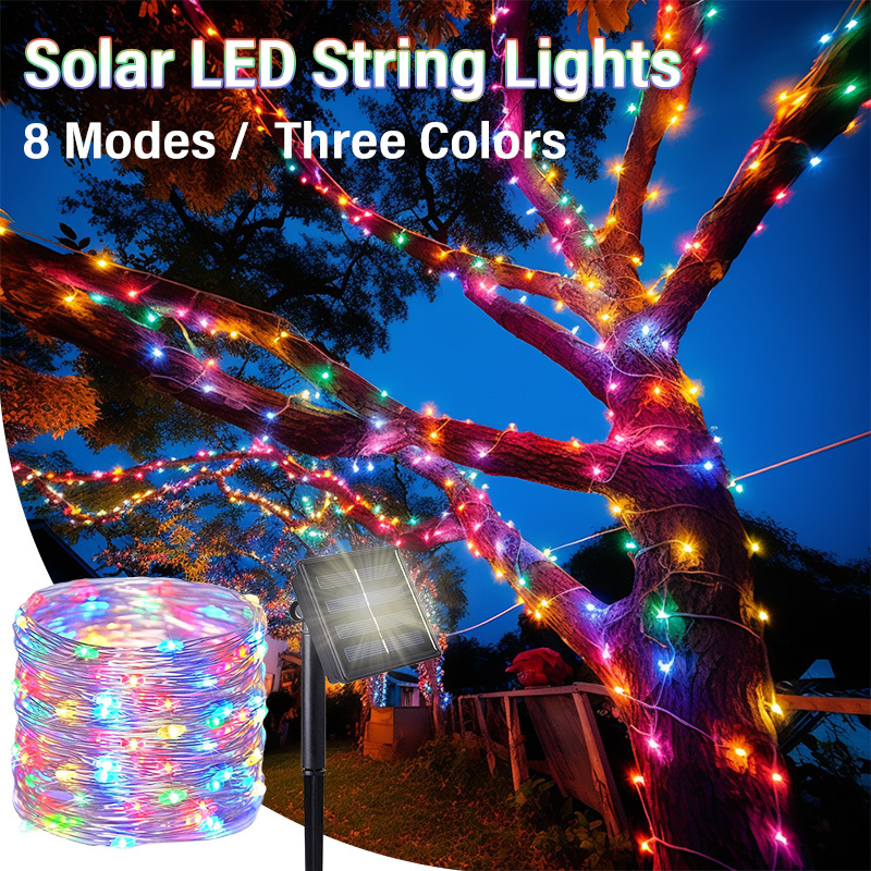 

1pc Of 105 Feet 300 Led Solar Outdoor Fairy Lights, Outdoor Solar String Lights, 8 Lighting ,, Solar Fairy Lights For Garden, Yard, Tree, Christmas, New Year, Party, Wedding, Warm White/white/