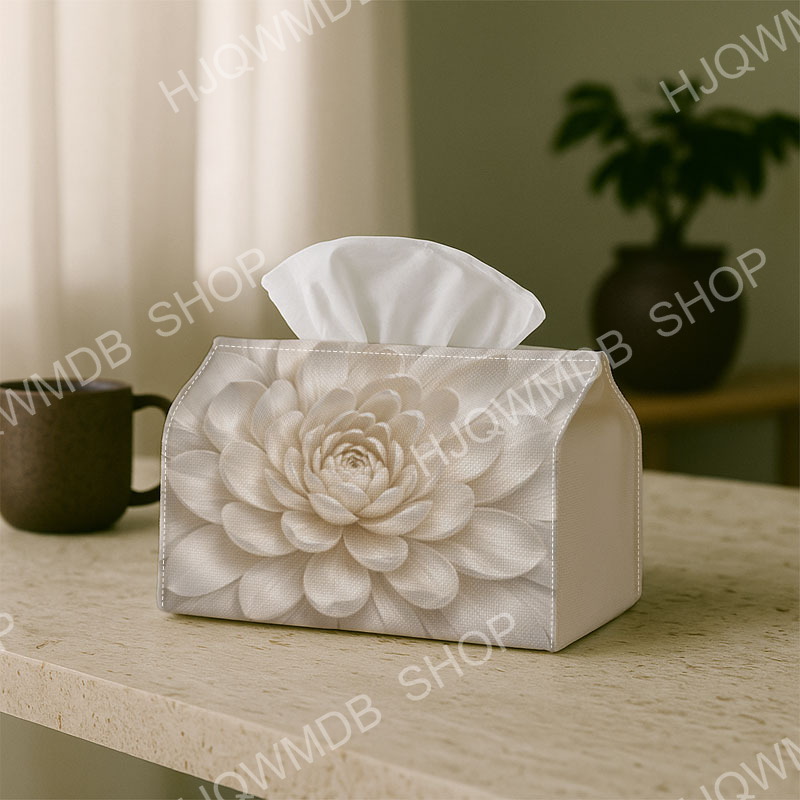 TEMU 1pc Elegant Floral Tissue Box | Bloom Print, Durable Polyester Fabric For Kitchen, Living Room, Bedroom, Car, Compact & Sturdy Design, Holiday