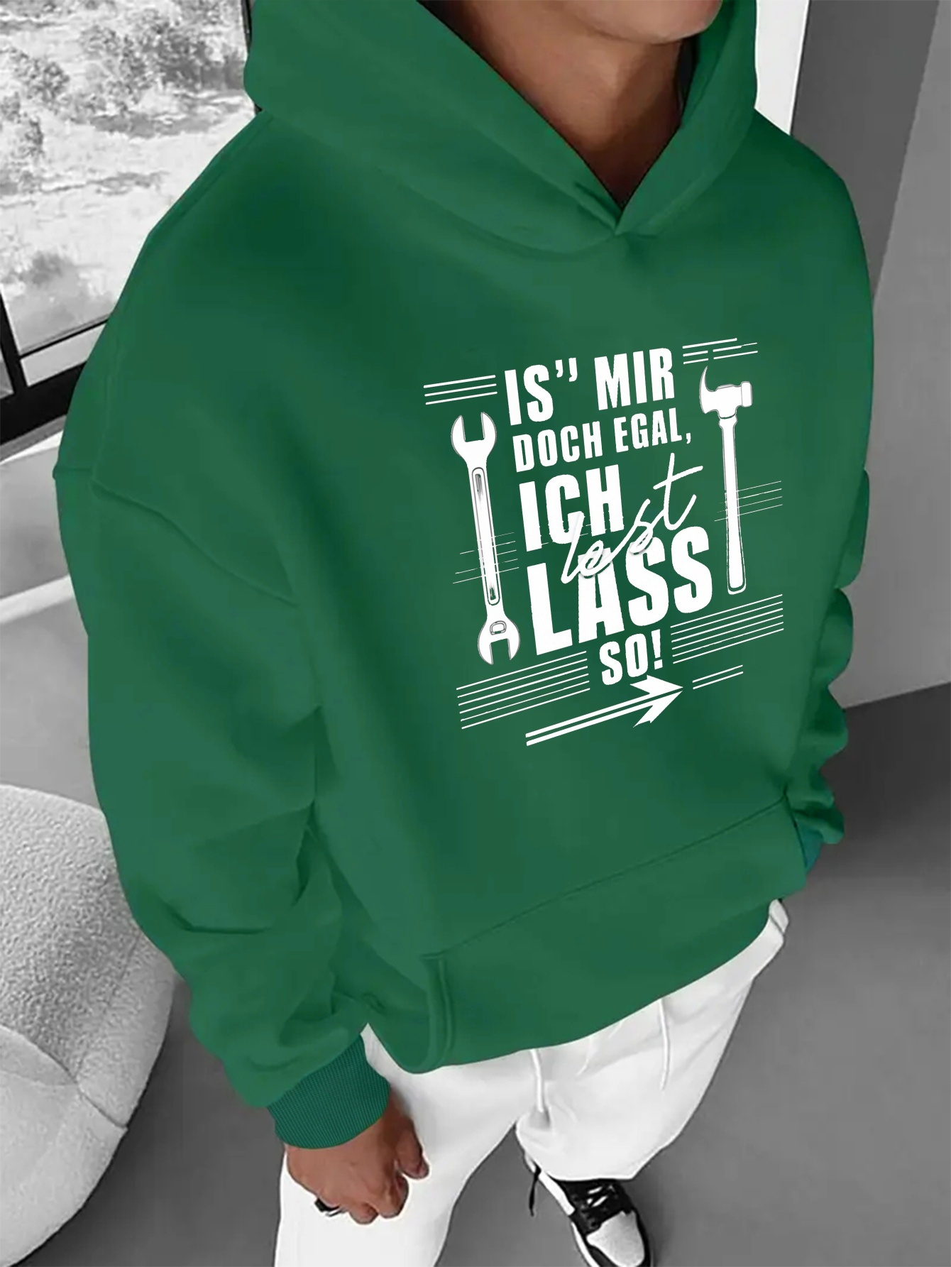 herren grafikdruck hoodie deutschem text werkzeug design Temu