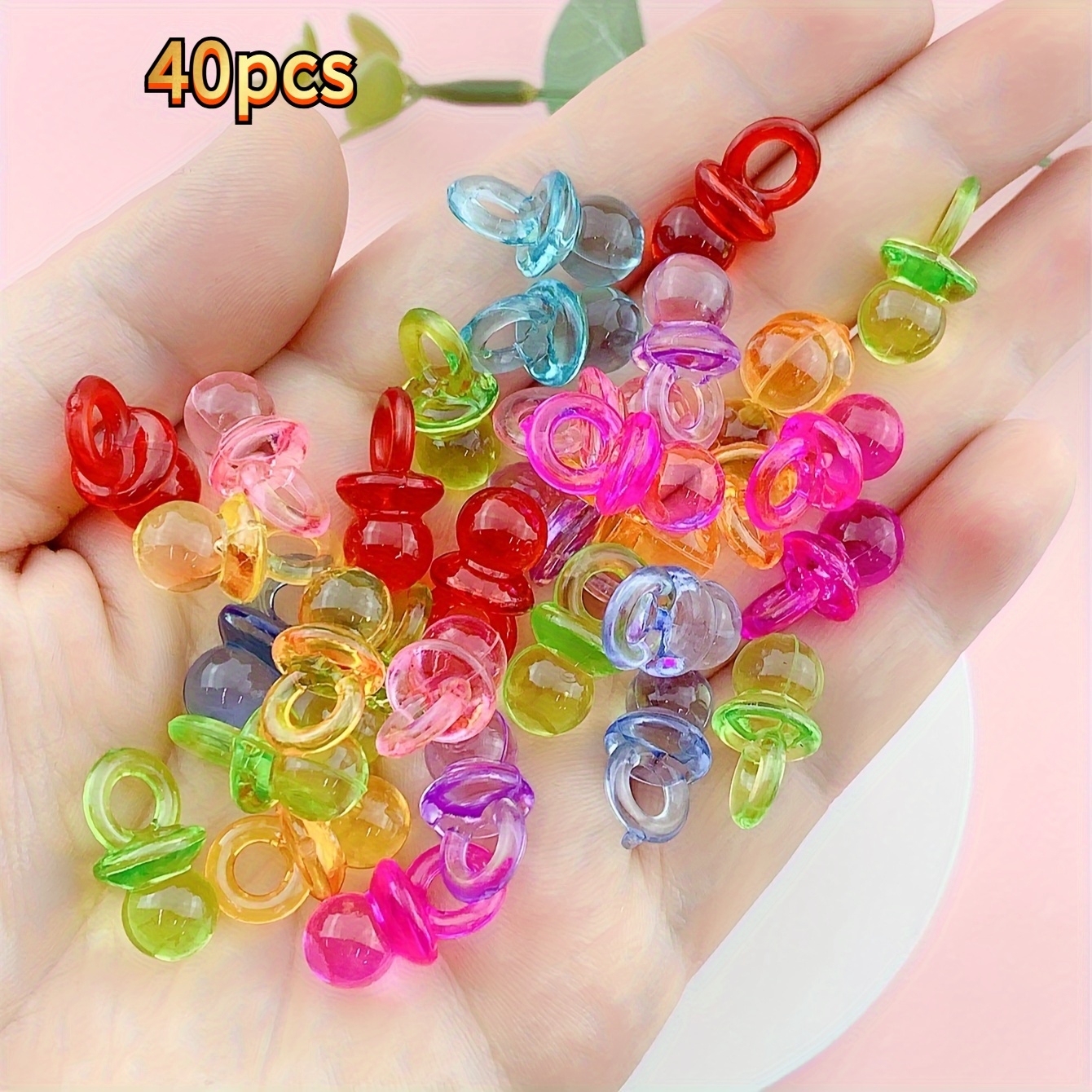 Image of 40/60pcs Colorful Plastic Ornaments, Suitable For Making- Multiple Colors , Perfect For Making Pendants And Decorations, Ornaments For Jewelry Making