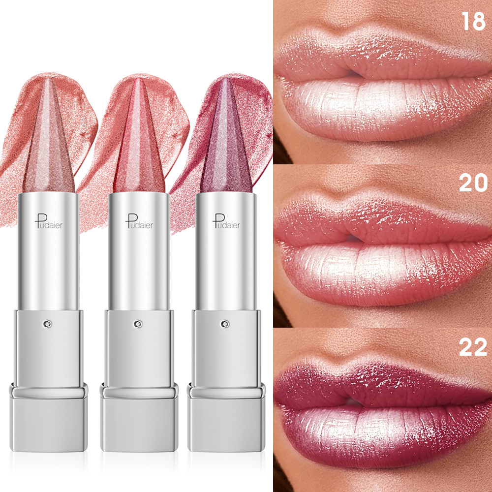 3pcs Waterproof Pearlescent Shimmer Lipstick Set Is Lightweight, Breathable, Waterproof, Long-lasting, And Won't Fade For 24 Hours. A Stylish Makeup Look Suitable For Casual Attire And Travel.