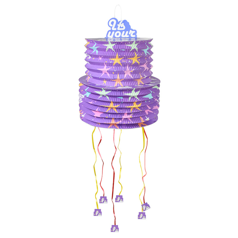 1pc purple star pattern pull string pitana fillable with candy for birthday gender reveal outdoor celebrations party decorations