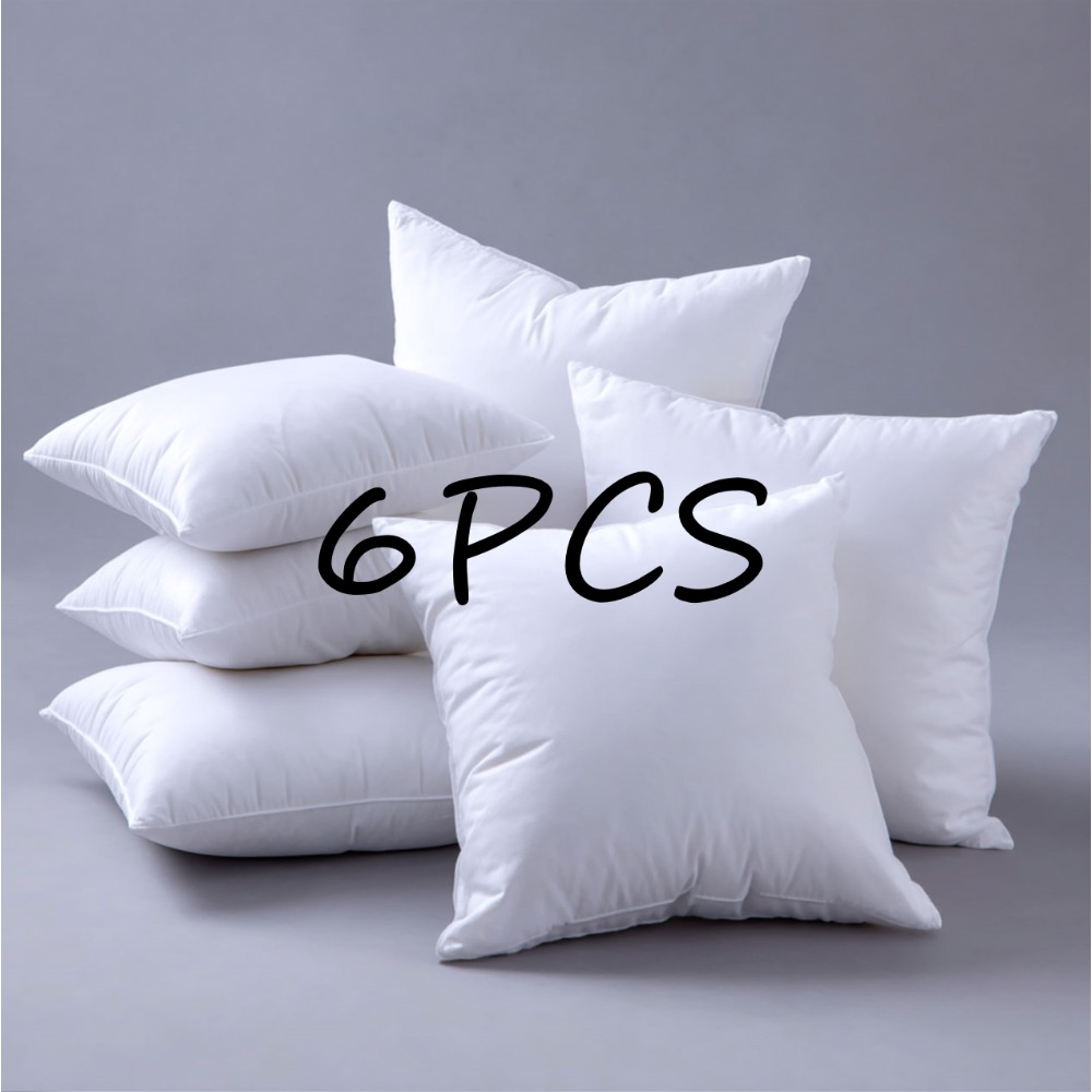 TEMU Set Of 6 Hypoallergenic Pillow Fillers, Featuring Cloud-like Polyester Fiber And A Non- Cover, Suitable For Beds, Sofas, And Chairs. Perfect For