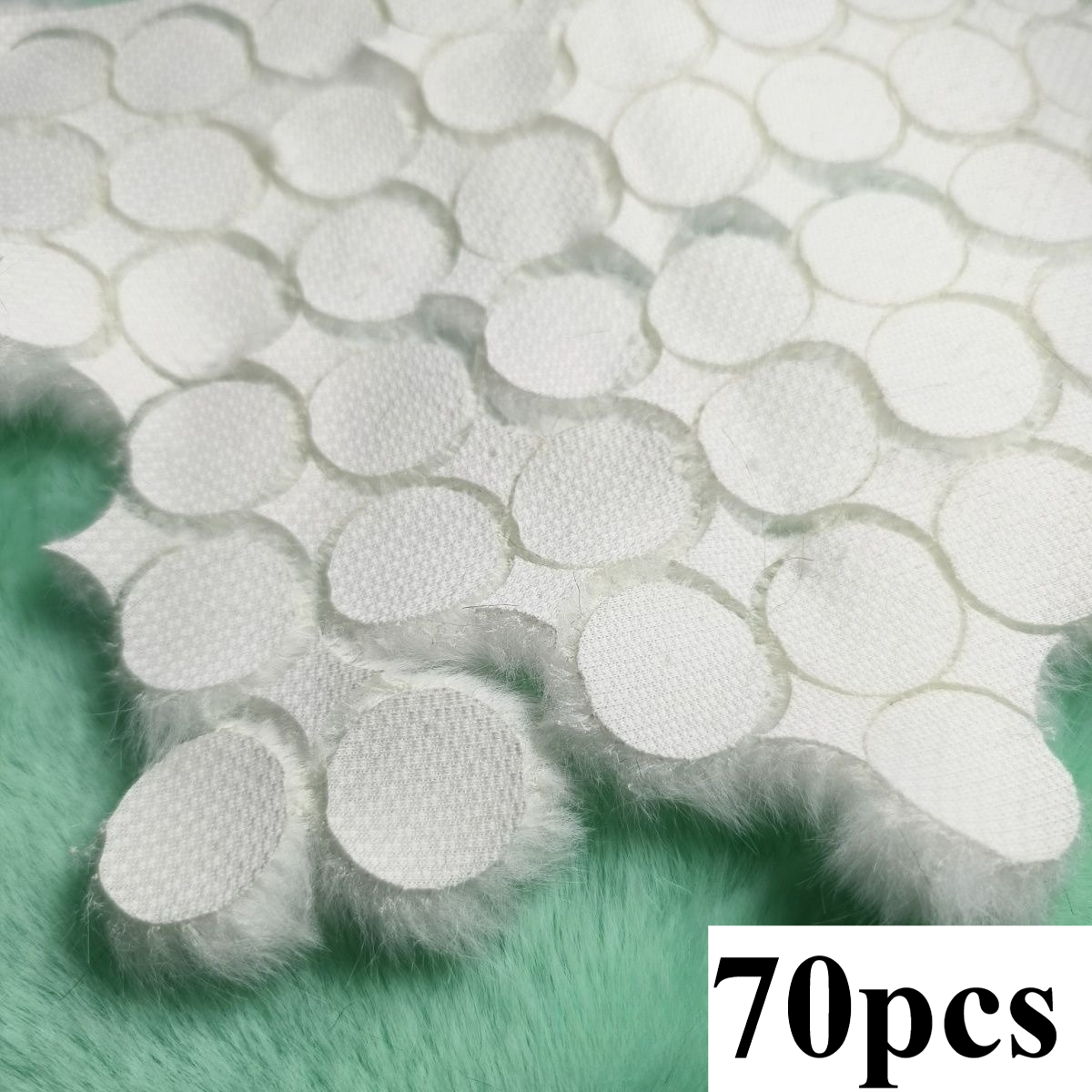 Image of 70pcs Pom-poms, Mesh Design, Pre-cut Faux Fur, Flower-shaped Shapes, Handmade Flower Pom-poms, Decorative Flower Pom-poms, Soft To The Touch, Mesh Pattern Flower Pom-pom Crafts