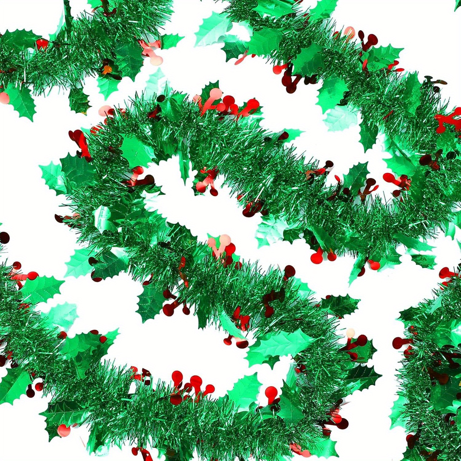 TEMU 20feet 3pcs) Christmas Tinsel Garland Christmas Tree Ornament Metallic Twist Garland Xmas Hanging Wreath For Indoor Outdoor Decorations Party