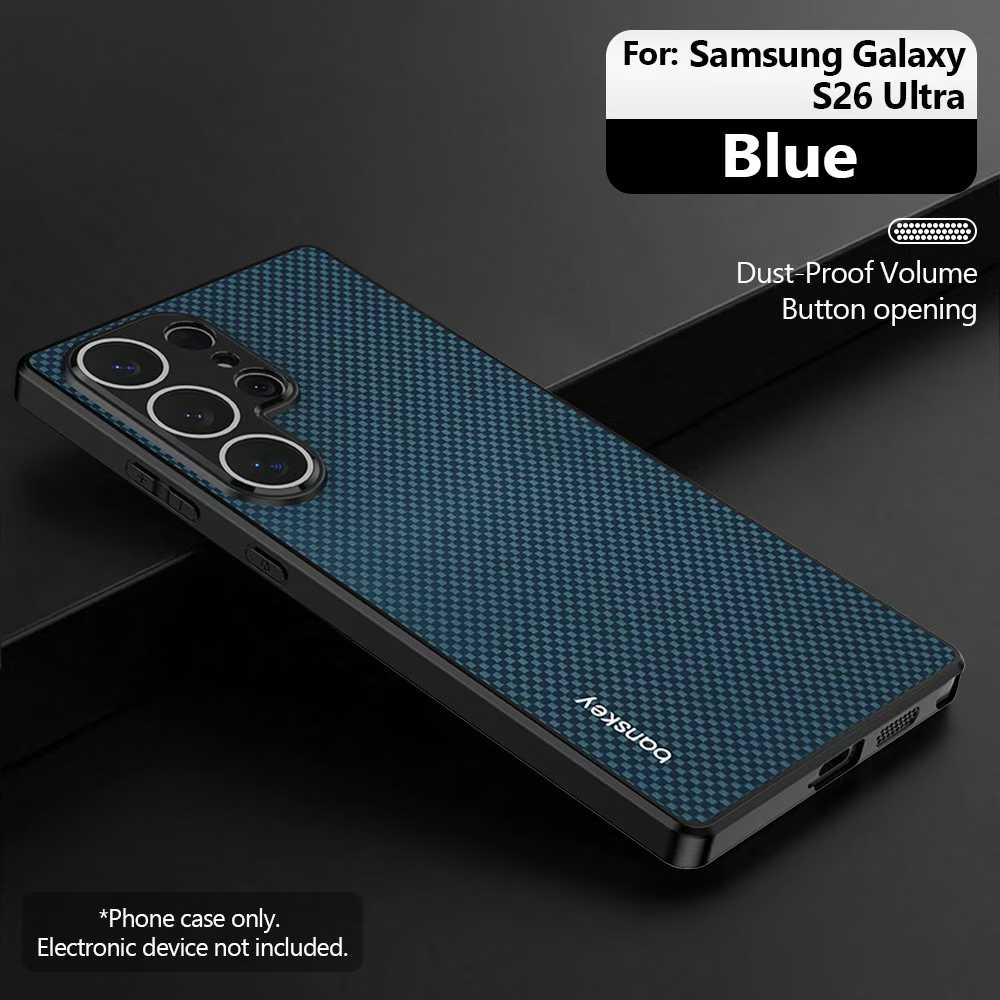 TEMU Phone Case: Phone Case For S26 Ultra, S25 Simple Carbon Fiber Pattern, S24 Ultra Anti-slip, S23 Plus Full Lens Coverage Back Case