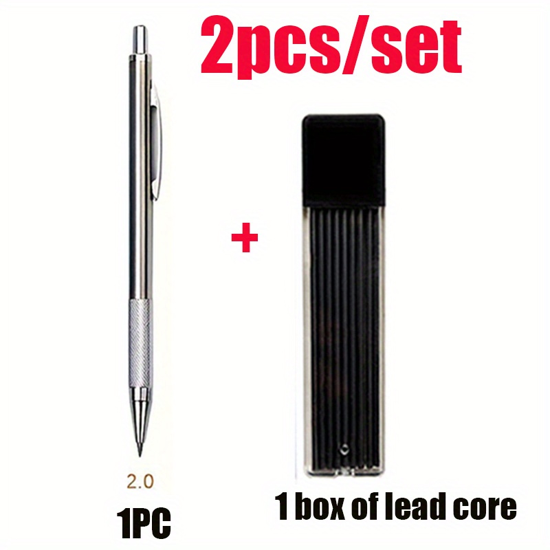 Image of 2pcs/set Silvery Stainless Steel Automatic Pencil, Perfect For Teacher Gifts, School Supplies, And Back To School Office Stationery, A Automatic Pencil In Market!