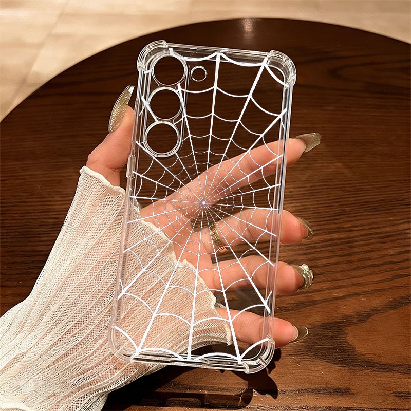 TEMU Phone Case - White Spider Web Print Design Phone Case Cover For For Galaxy