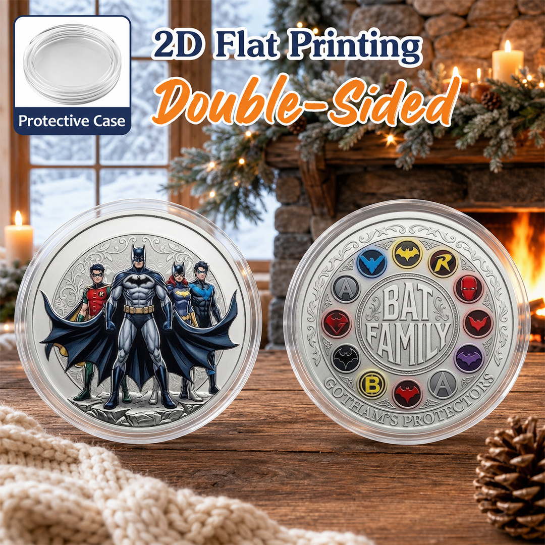 TEMU 1pc, 2d Flat Printing, Double-sided Metal Batman Forever Commemorative Coin, Sight Challenge Coin, Protective Case, Pocket Coin Novelty Gift,