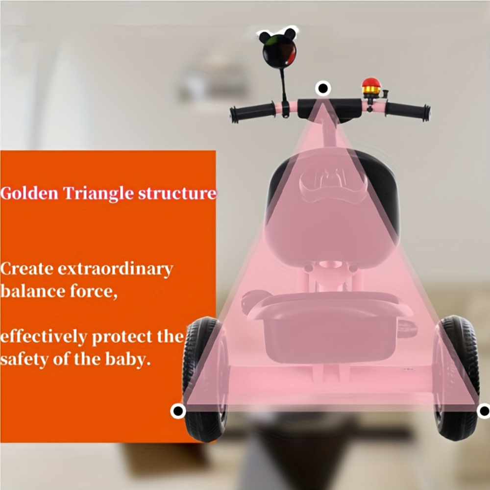 tricycle with storage basket& adjustable seat- durable carbon frame,   learning to ride, red, tricycle,   design, sturdy construction details 4