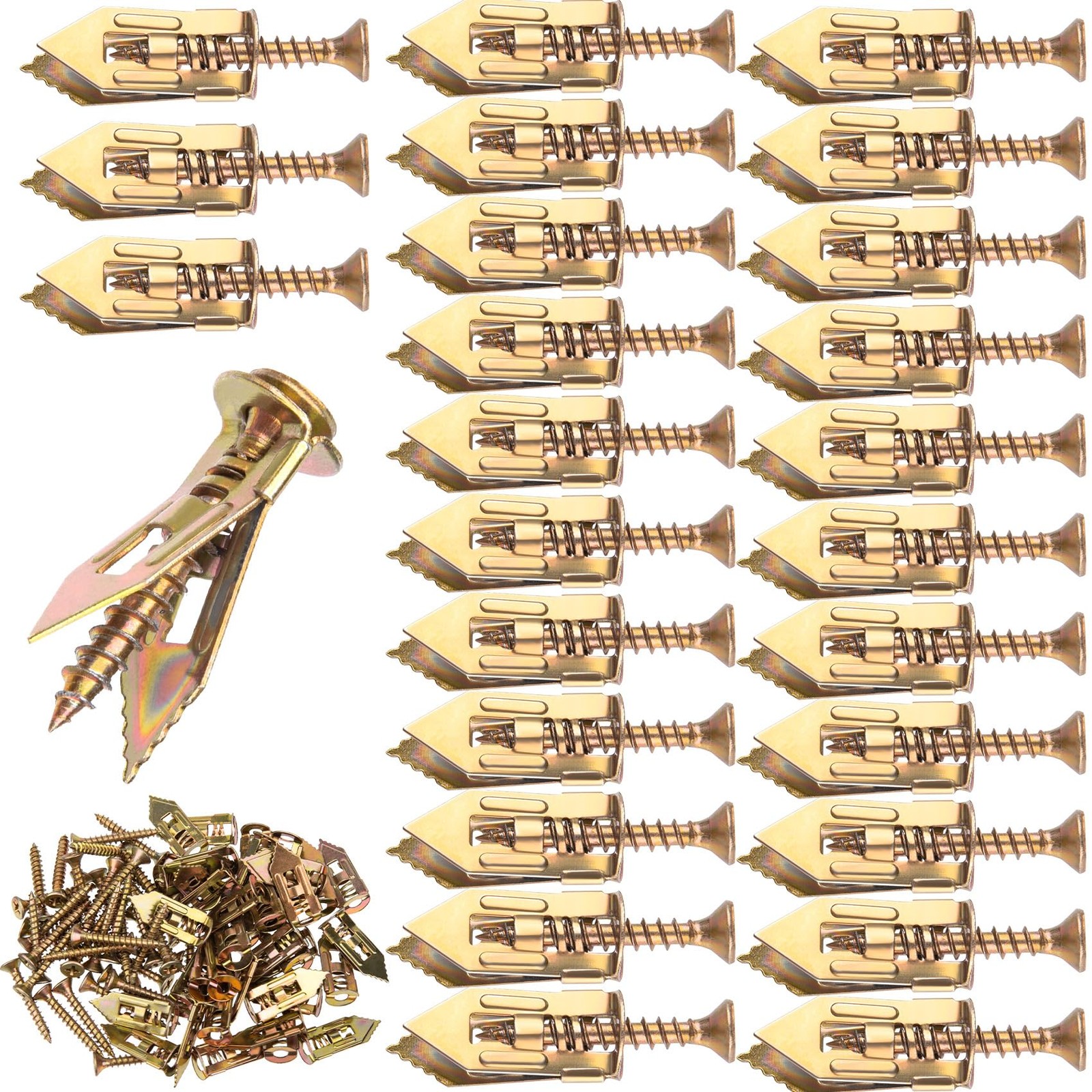 TEMU 96pcs Self Drilling Drywall Anchors With Screws, 48 Anchors& 48 Expansion Screws, For Picture Frames, Shelves, Tv, Plated Steel, No Drill Needed