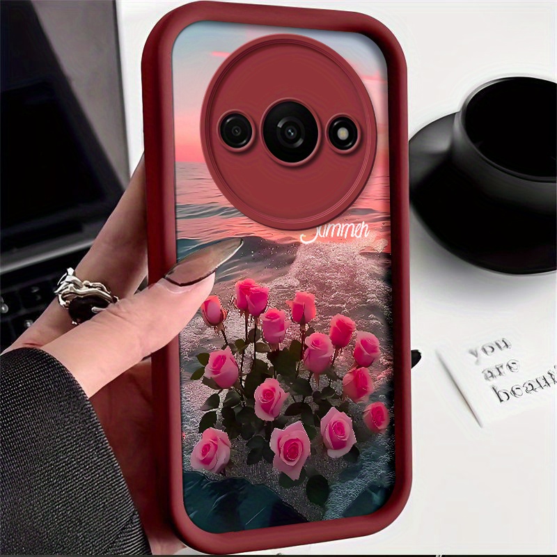 TEMU Romantic Rose Phone Case For Redmi A3/xiaomi Poco C61 Case Fall Protective Shockproof Soft Tpu Back Cover Casing Shell