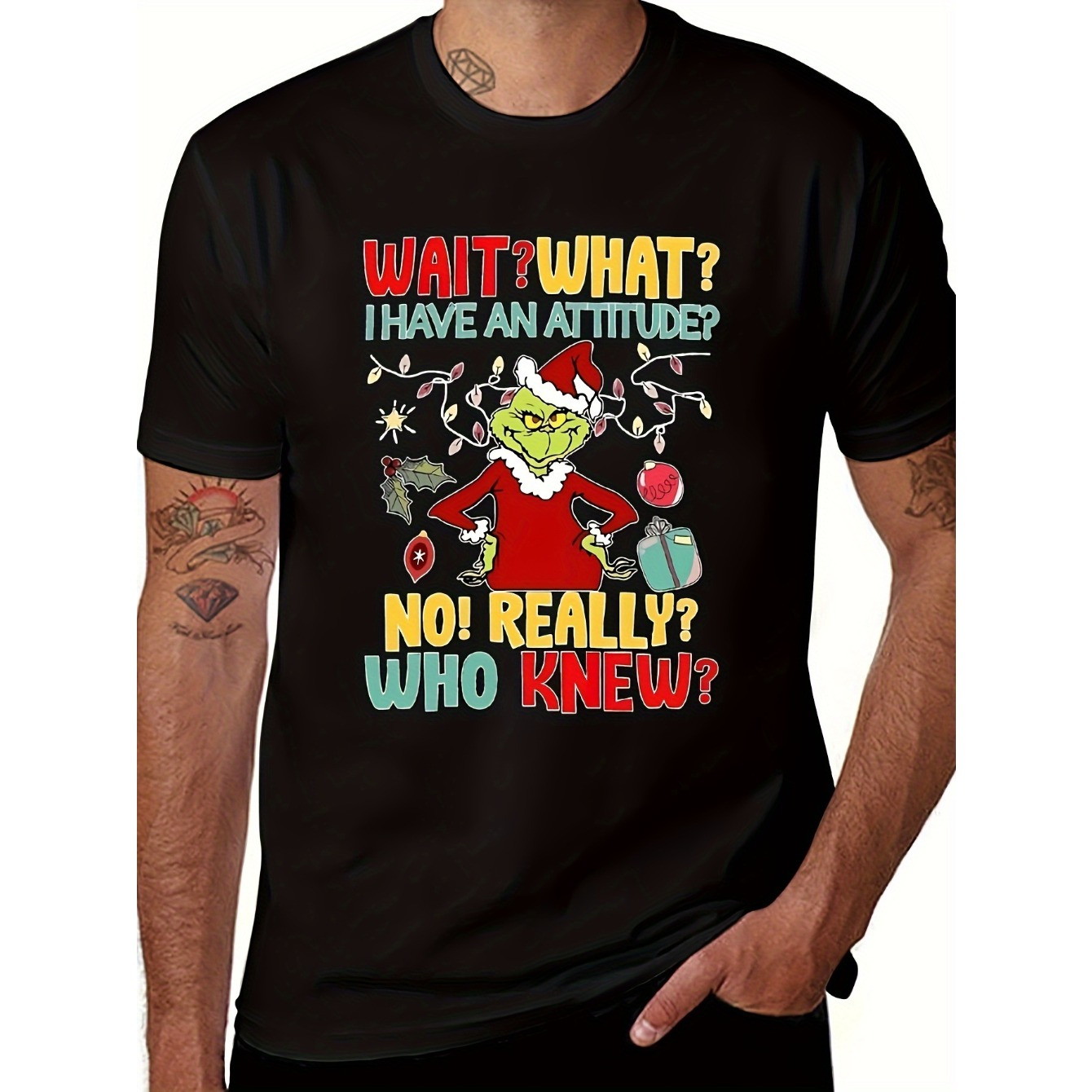 

1pc Christmas Graphic Tee, T- Slight , All- , Regular Fit Printed Top For Adults