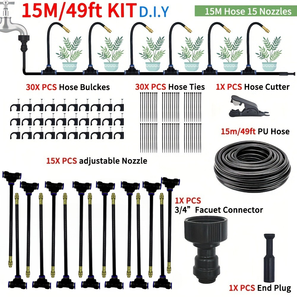 5-20m Free Bending Universal Spray Kit | For Greenhouse Garden Flowers Plant Watering Irrigation Patio Misting Cooling, Plastic Material, Ldq Brand