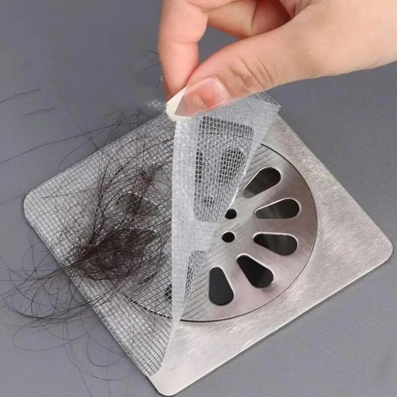 12pcs Premium Flexible Reusable Shower Drain Covers, Practical Sink Strainer Protectors, Durable Mesh Stickers With Waterproof Adhesive Hair Stopper For Bathing Kitchen Room Drain Sticker Drain Cover